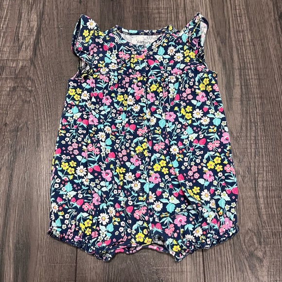 Carter's Other - Carter’s Snap Up Floral Pink Yellow Blue Romper